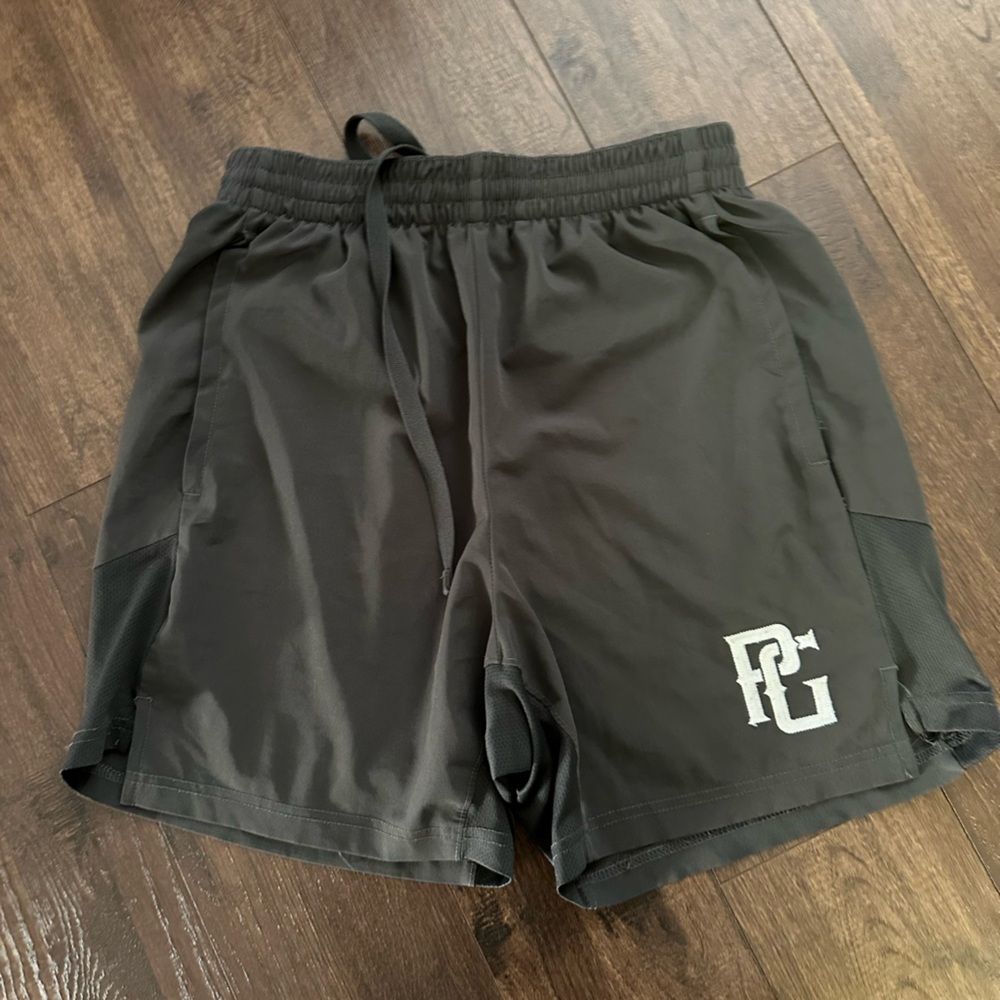 Perfect Game Performance Dark Gray Men’s Athletic Shorts with PG Logo